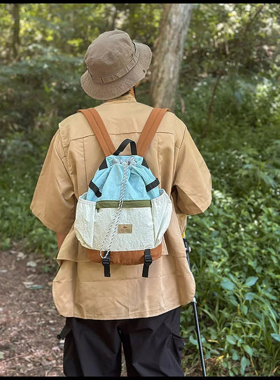 2025 Mountain Style Backpack Couple, Retro Color Block Hiking Bag, Lightweight Large Capacity Daypack for Outdoor