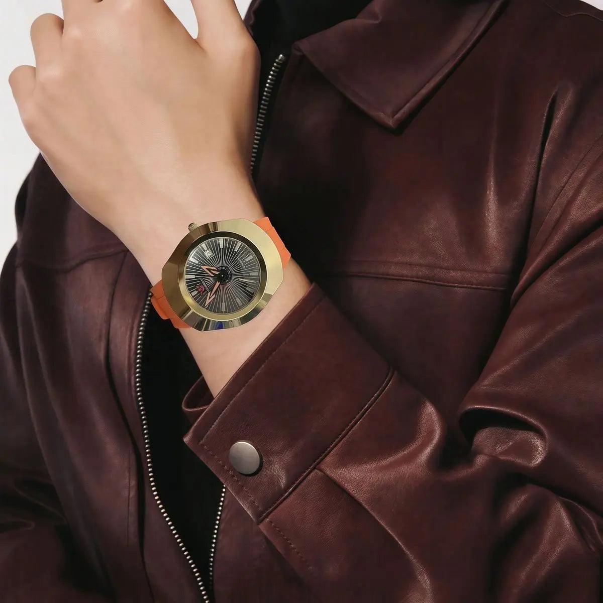 Premium high-end fashion quartz men’s watch – waterproof date display comfortable imported rubber strap