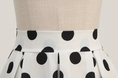 Summer Casual Women Midi Skirt Polka Dot High Waist Retro Vintage 50s Pleated Party Skirts
