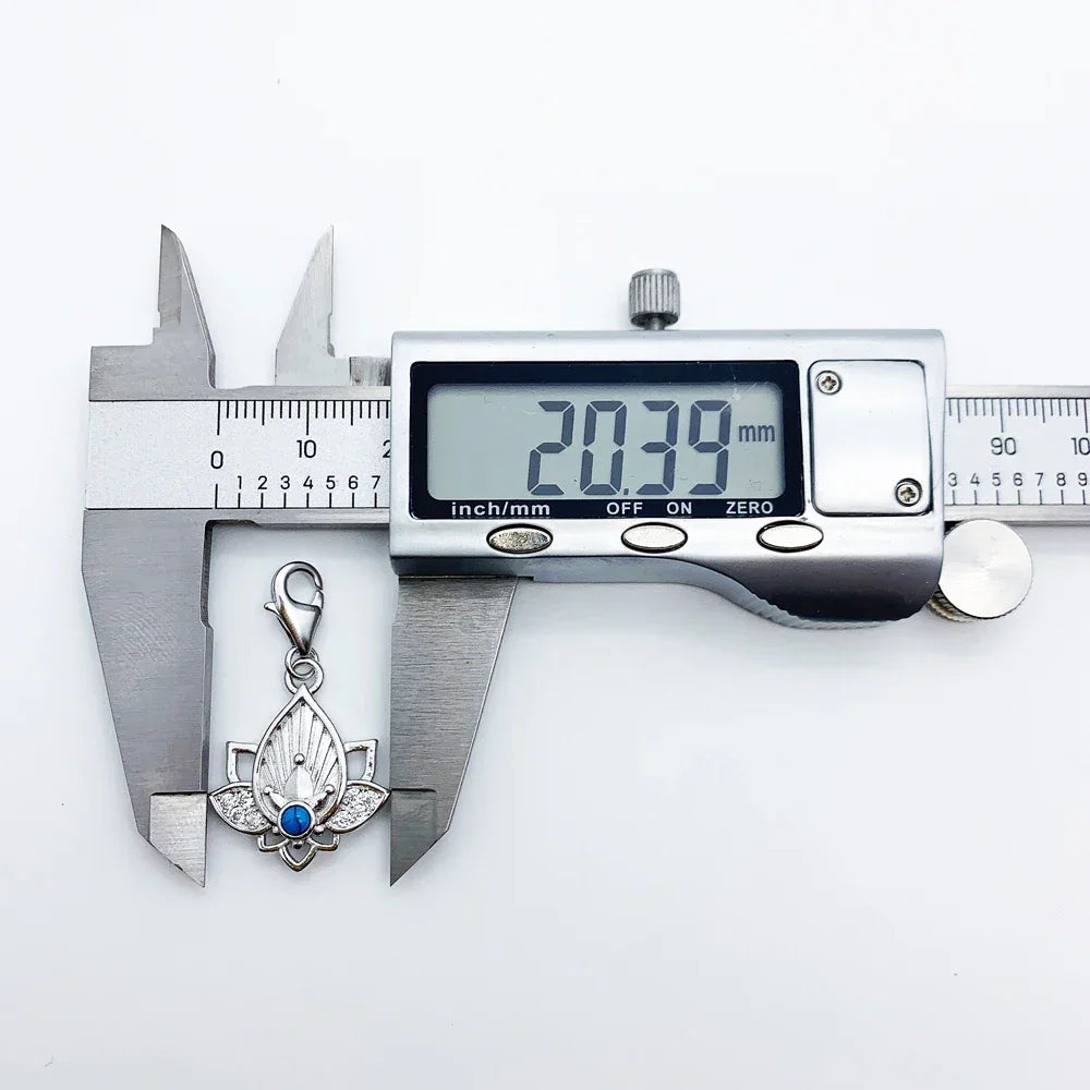 Trendy Buddhism Lotus Pendant Charm For Women Minimalist 925 Sterling Silver Turquoise Gift