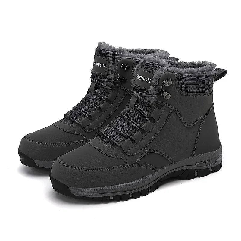 Snow Boots for Men Casual Winter Shoes Platform Non-slip Warm Fur Ankle Boots Plush Combat Outdoor Hiking Motorcycle Boots