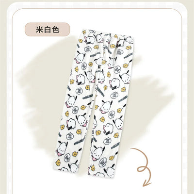 My Melody Flannel Pajamas Pants, Kuromi Loungewear, Loose, Comfortable, Warm, Thick Fleece Pant, Hello Kitty