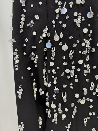 HIGH STREET Newest Fashion 2025 Designer Maxi Dresses Women's Formal Long Sleeve Luxurious Beaded Long Maxi Dress