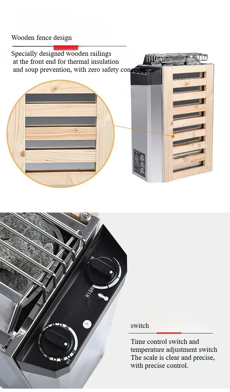220V Stainless Steel Sauna Heater  Home Use Heating Furnace Room Dry Equipment