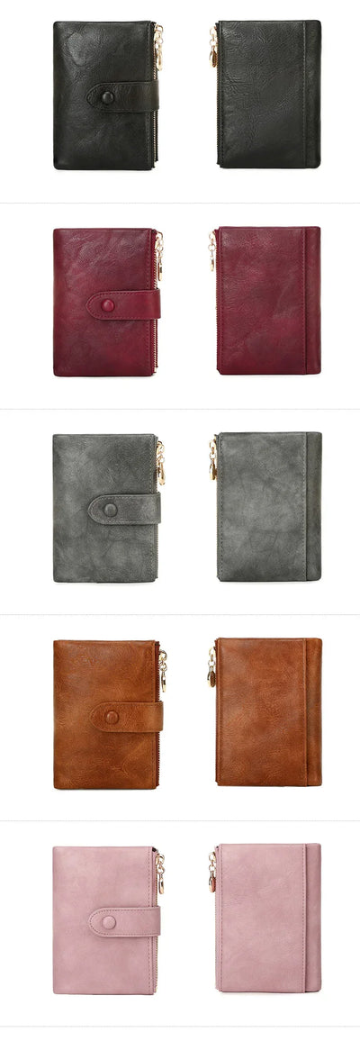 Minimalist Women's Wallet Short Three Layer Large Capacity Double Zipper Card Holder ID Card Credit Bank Card Holder Money Bag