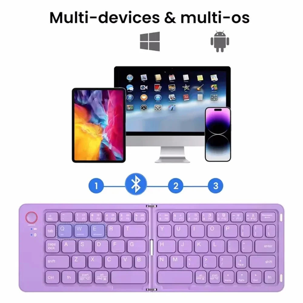 Mini Portable Foldable Wireless Keyboard Ultra Slim Touchpad Bluetooth Keyboard Rechargeable Folding Keyboard for Tablet Laptop