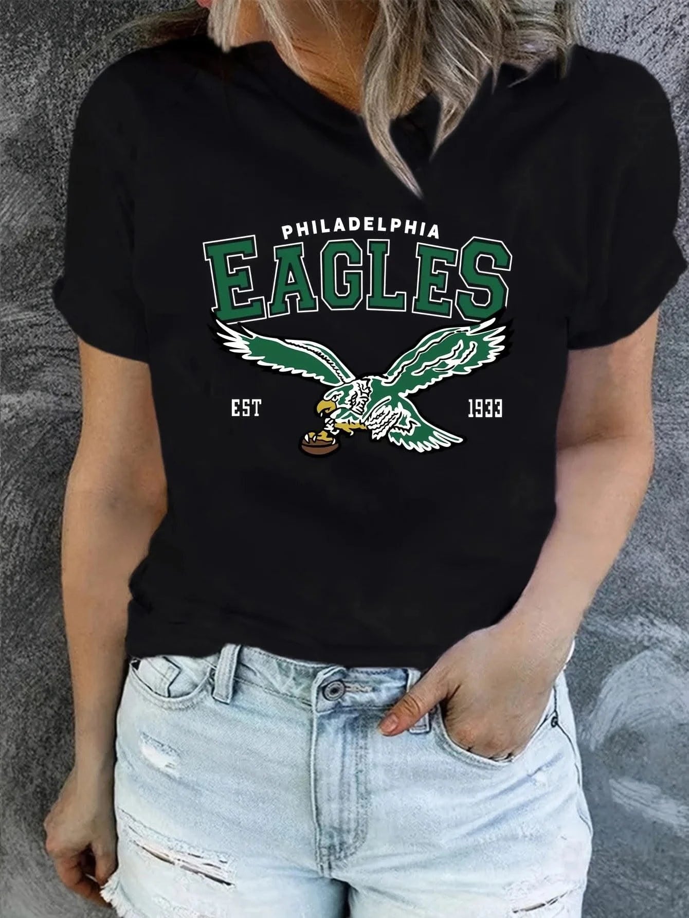 Eagles Print New Women's Fashion O-Neck T-Shirt