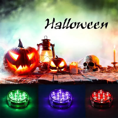 10leds RGB Submersible LED Lights Underwater Night Light Outdoor Swimming Pool Light Tea Light Vase Pond Party Wedding Decor