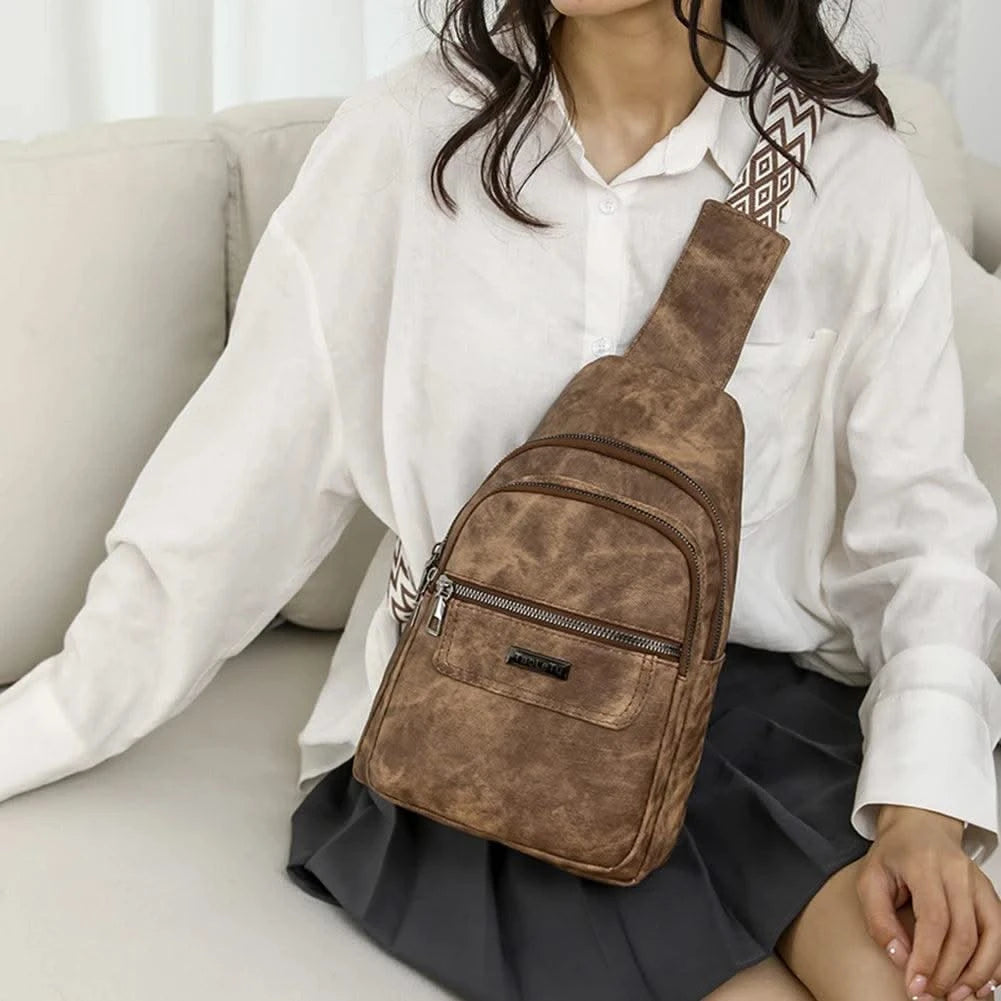 Women Men PU Leather Shoulder Bag Fashion Sling Crossbody Bag