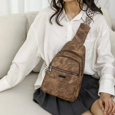 Women Men PU Leather Shoulder Bag Fashion Sling Crossbody Bag
