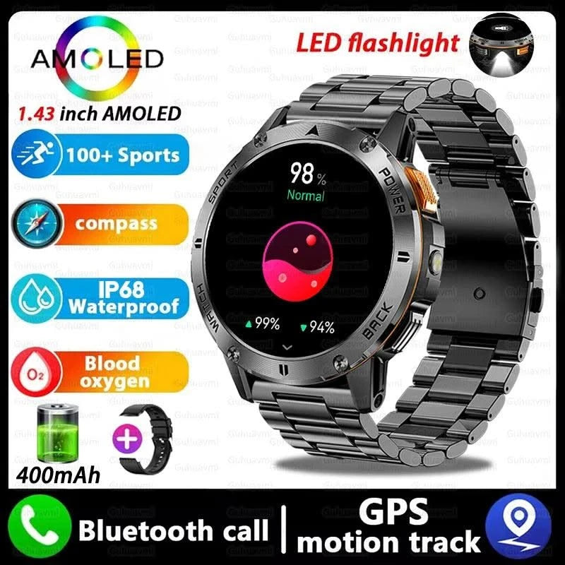 2025 New For Xiaomi IOS Compass Outdoor Smart Watch Men 1.43'' HD AMOLED Screen GPS 400 Mah Battery Bluetooth Call SmartWatches