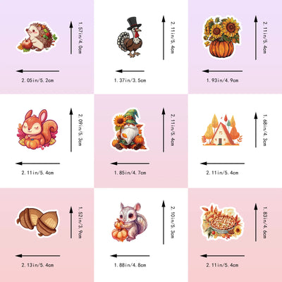 10/30/50PCS Thanksgiving Day Stickers Turkey Cartoon Graffiti Golden Good Harvest Decals Waterproof Decoration Diary Scrapbook