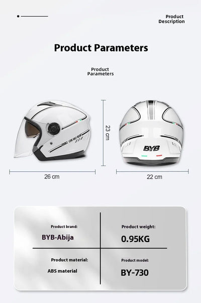 Motorcycle Equipments Open Face Helmet For Men Women Dual Lens Sun Visor Face Shield Top Lightweight Scooter Retro 3/4 Headwear