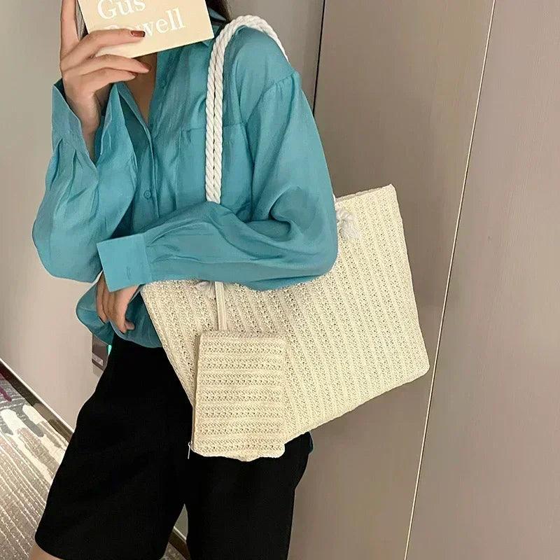 Designer women handbags fashion large capacity straw tote bag summer beach casual bali big purse