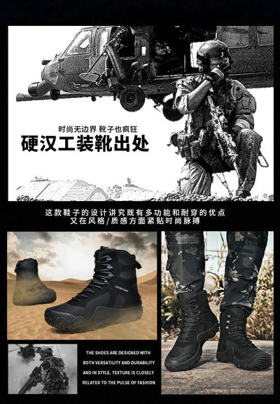 New Men Tactical Boots Lace Up Waterproof Climbing Hiking Shoes Motorcycle Training Army High Quality Hunting Unisex Desert Boot
