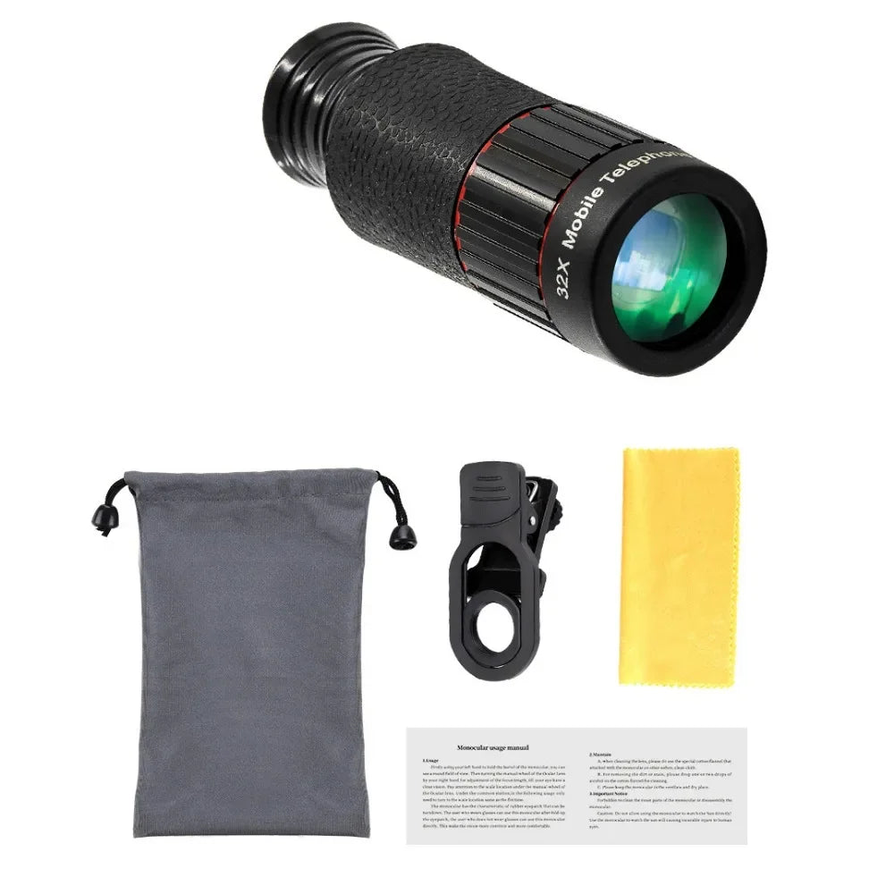 Universal HD Optical Cell Phone Lens Telephoto Lens Monocular Monocular Zoom Cell Phone Lens 32X Tripod Mobile Phone Lenses