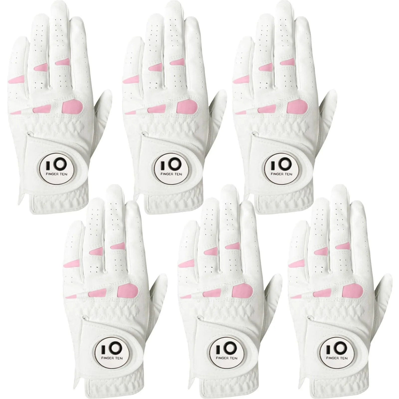 6 Pcs Rain Grip All Weather Womens Golf Gloves Ladies Left Hand Right Soft Cabretta Leather Glove with Ball Marker for Women