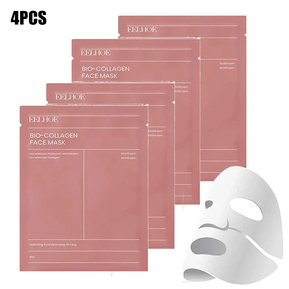 1Box /4PCs Bio Collagen Face Mask Shrink Pores Deep Hydrating Overnight Mask Moisturizing Refreshing Brightening Face Skin Care