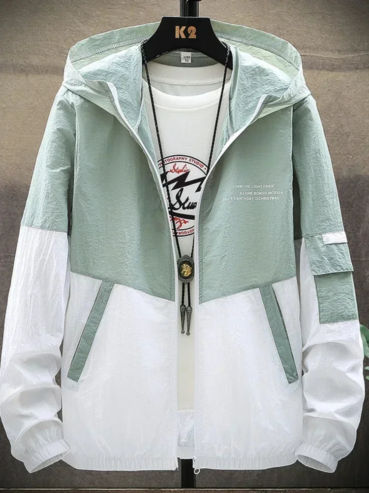 Summer Hooded Jacket Men Women Waterproof Sun Protection Clothing Fishing Hunting Clothes Quick Dry Skin Patchwork Windbreaker