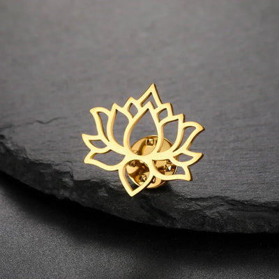 Dawapara Mandala Lotus Flower Brooch Lapel Pin Buddhism Spiritual Jewelry Fashion Stainless Steel Accessories