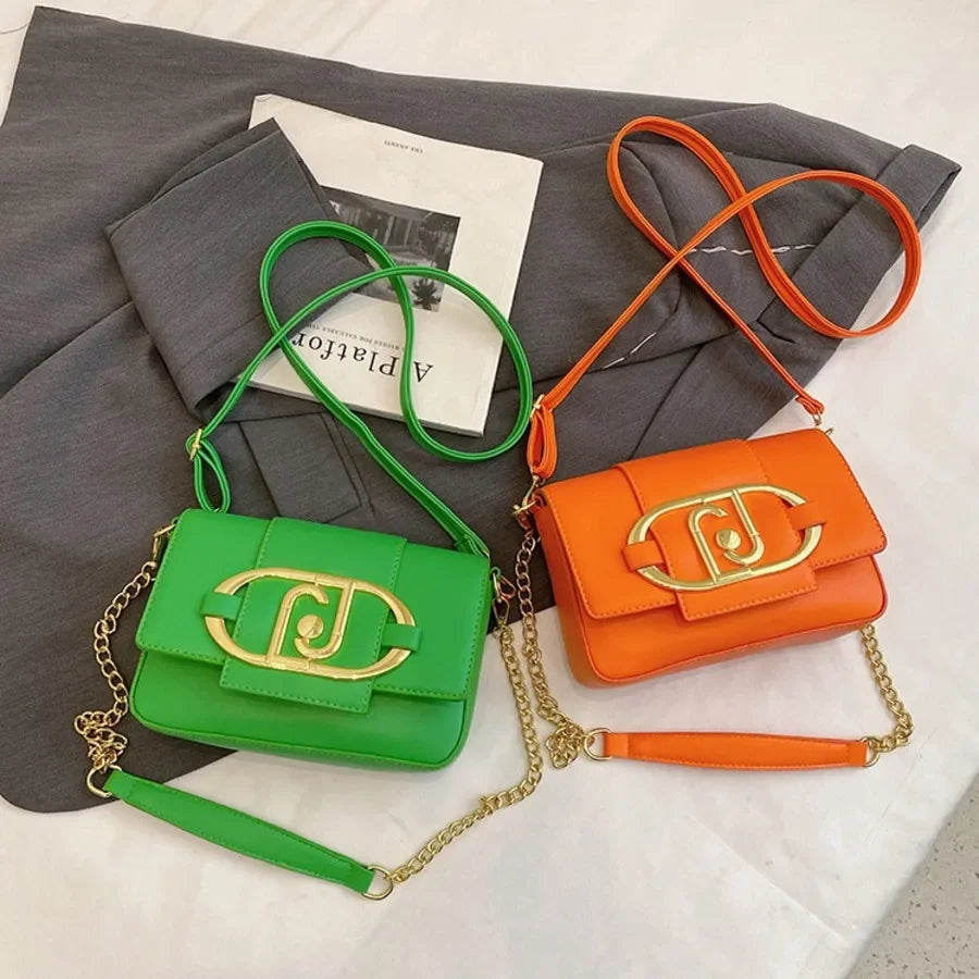 Designer Handbags For Women Leather Metal Buckle Flap Square Shoulder Bags Fashion 2024 Ladies Messenger Bags Females Casual