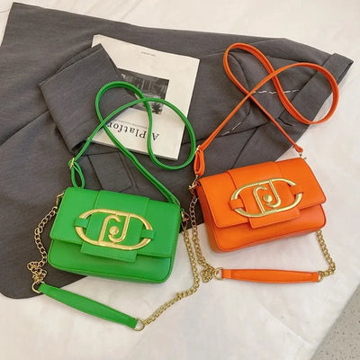 Designer Handbags For Women Leather Metal Buckle Flap Square Shoulder Bags Fashion 2024 Ladies Messenger Bags Females Casual