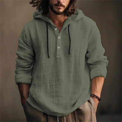Men'S Sweatshirts Summer Cotton Linen Shirts Thin Long-Sleeved Hooded Tops For Men'S Clothing Spring Summer Casual Sweatshirts