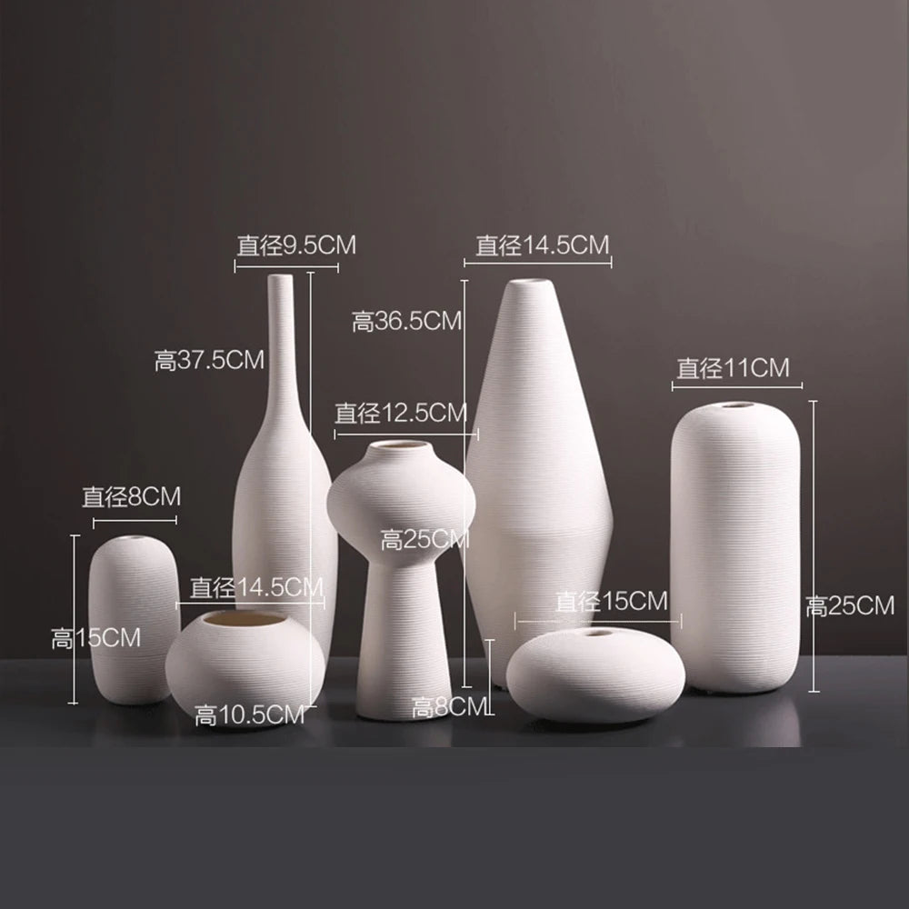 White Ceramic Vases Minimalist Home Decor Nordic Modern Room Kitchen Living Rome Shelf Decorations Crafts Ornaments