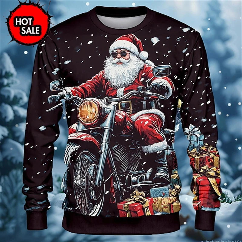 Fake Suit Ugly Christmas Sweater Santa Cosplay Sweatshirt For Women Mens Funny Xmas Ugly Sweaters Kids Party Suit Pullovers Tops