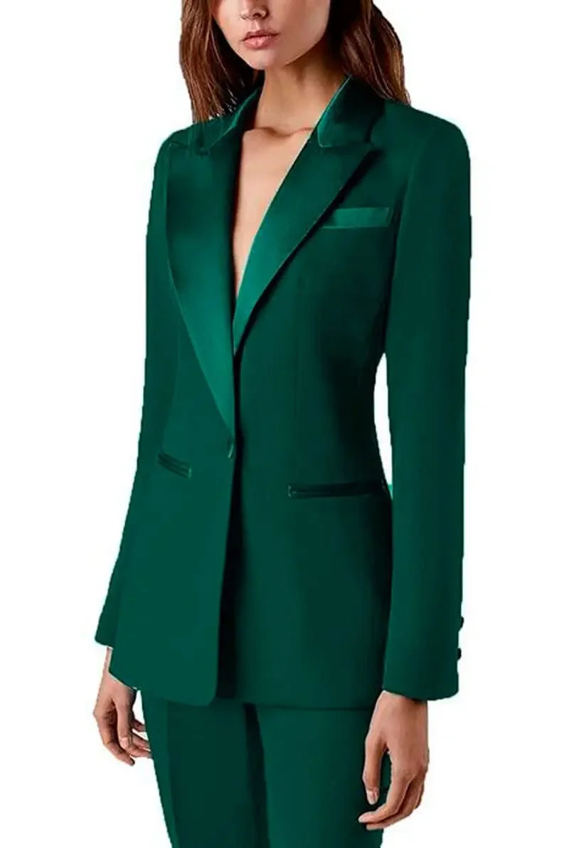 Women's 2 Piece Office Elegant Spring Suit Slim FitVelvet Lapel Chic Outerwear Long Sleeve Casual Wear Outfit Prom Party Blazers