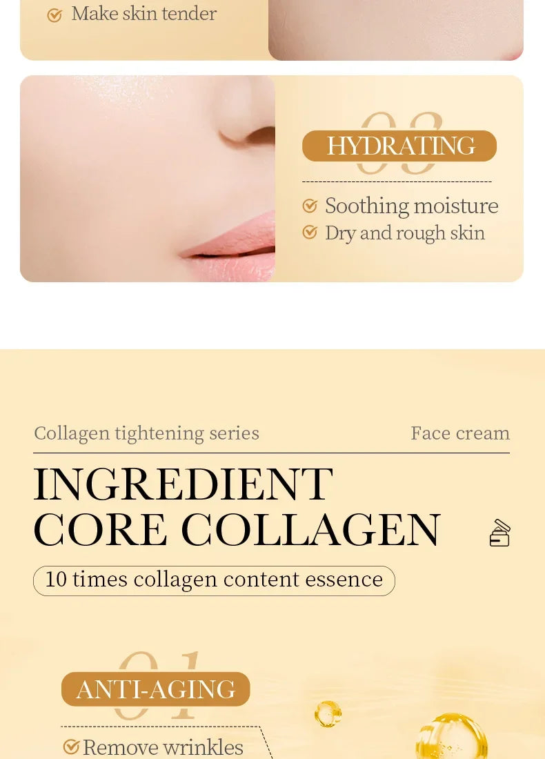 SADOER Collagen Firming Face Cream Skincare Moisturizing Hydrating Face Creams Faical Cream Beauty Face Skin Care Products