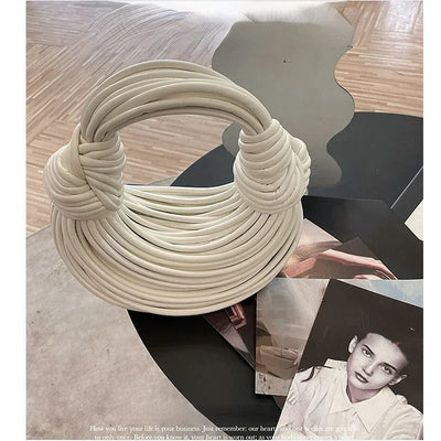 Handbags for Women 2025 New in Gold Luxury Designer Brand Handwoven Noodle Bags Rope Knotted Pulled Hobo Silver Evening Clutch