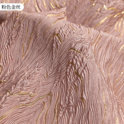 Mountain Pattern Gilt Silk Texture Jacquard Fabric Flash Three Dimensional Texture Hanfu Creative Dress Clothing Designer Fabric