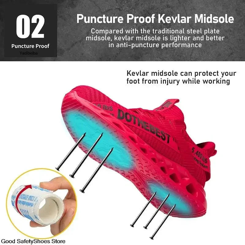 Safety Shoes Men For Work Sneakers Women Men Steel Toe Work Shoes Security Protective Shoes Lightweight Anti-Smash Anti-Puncture