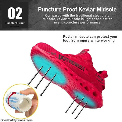 Safety Shoes Men For Work Sneakers Women Men Steel Toe Work Shoes Security Protective Shoes Lightweight Anti-Smash Anti-Puncture