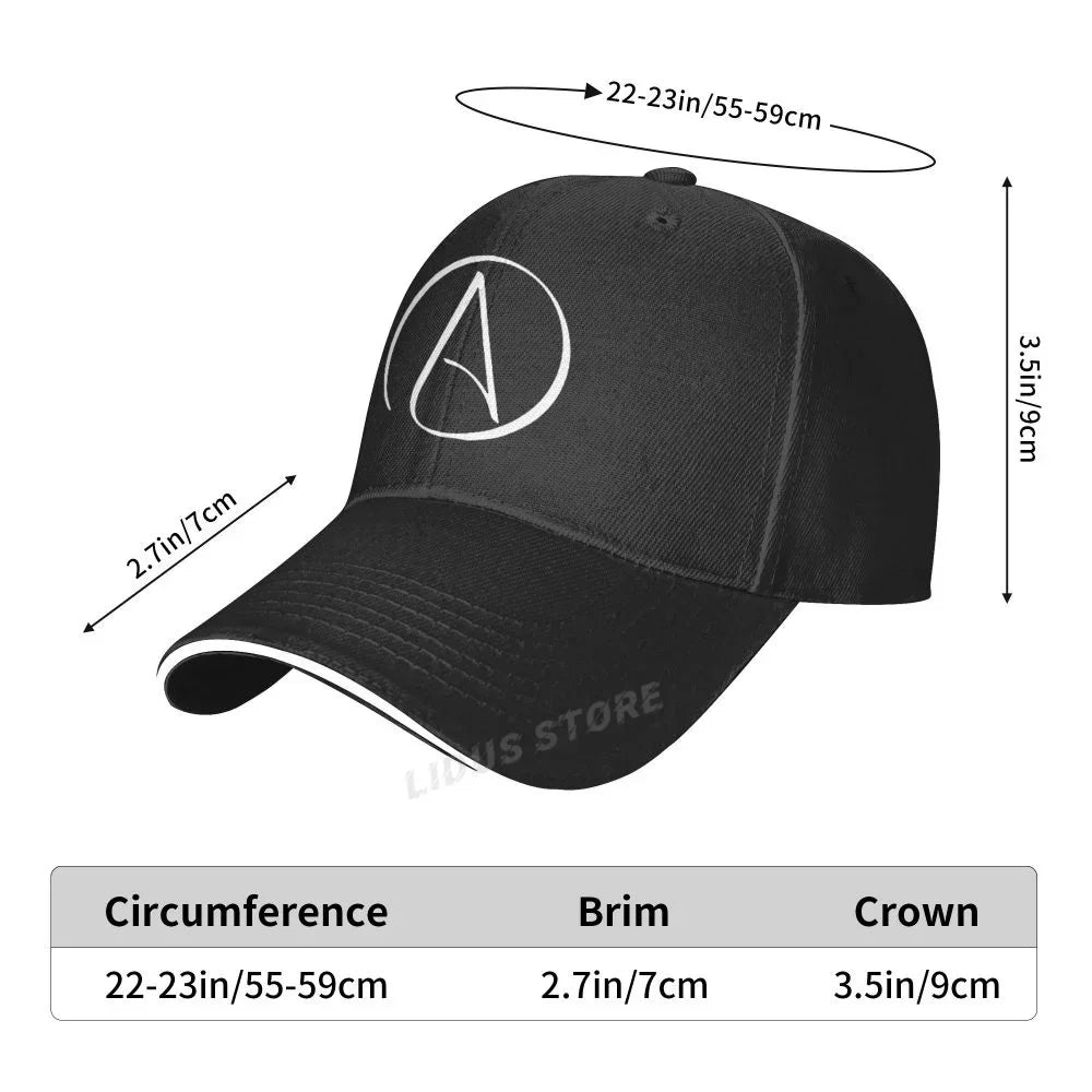 Atheist Atheism Symbol Print Baseball Cap Summer Men Sunhat Fashion Adjustable Unisex Atheism No Religion Hats Bone