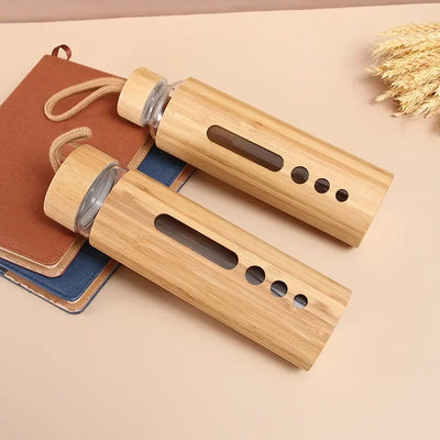 500ml Glass Water Bottle Bamboo Hot-proof Sleeve Borosilicate Glass Cup Eco-friendly Drinkware Outdoor Portable Tour Bottle