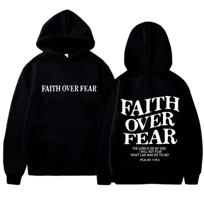 FAITH OVER FEAR Print Hoodies for Men Women Hooded Sweatshirts