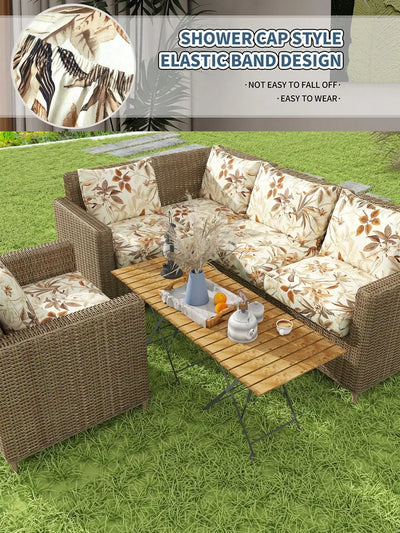 Outdoor Tropical Print Sofa Cushion Covers - Non-Slip Furniture Protectors, Replacement for Individual Seat Cushions
