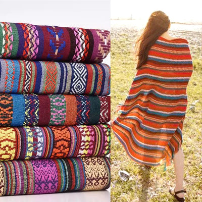 Ethnic Style Cotton Linen Fabric Textile Patchwork Sofa Cover Pillow Hotel Bar Tablecloth Curtain Decor Sewing Crafts Materials