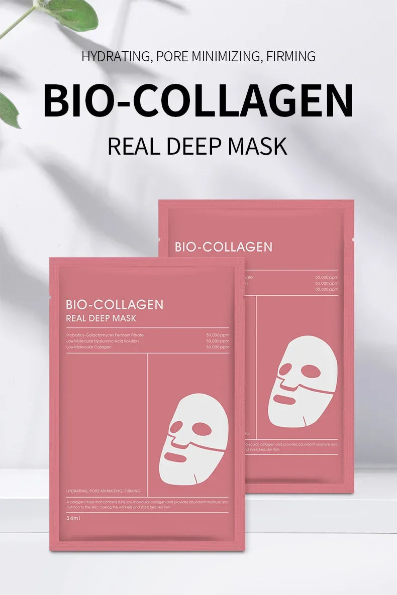 1/10PCs Bio Collagen Face Mask Shrink Pores Deep Hydrating Overnight Mask Moisturizing Refreshing Brightening Face Skin Care