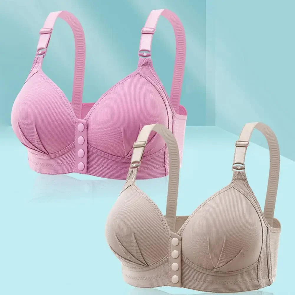 Breathable Bra Front Button Closure Push Up Bra for Women