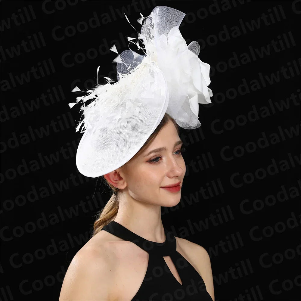 Royal Ascot Big Fascinator Derby Hat Women Kentucky Derby Headpiece Flower Wedding Fascinators Hats Hair Clip Ladies Chapeau