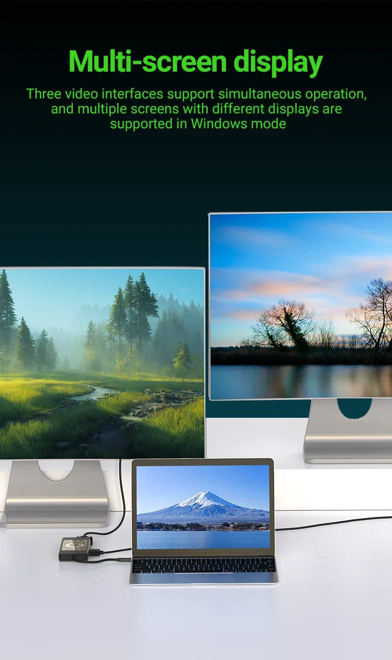 9in1 Wireless Charging Dock Multifunctional Docking Station with Wireless Charger Type C USB Hub for Phone/Pad/Laptop Expansion