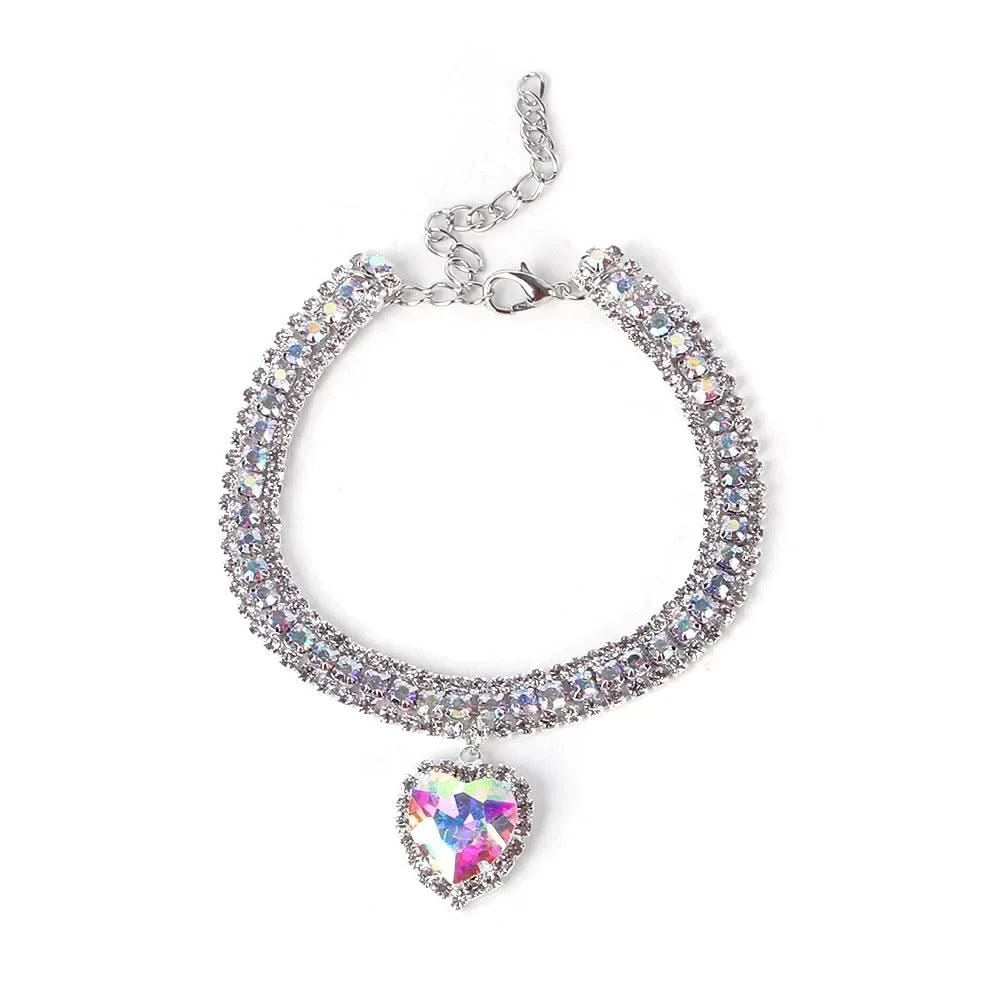 Rhinestone Pet Collars Sparkling 3 Rows Crystal Diamond Cat Small Dog Wedding Collar Puppy Girl Bling Necklace Pendant Jewelry