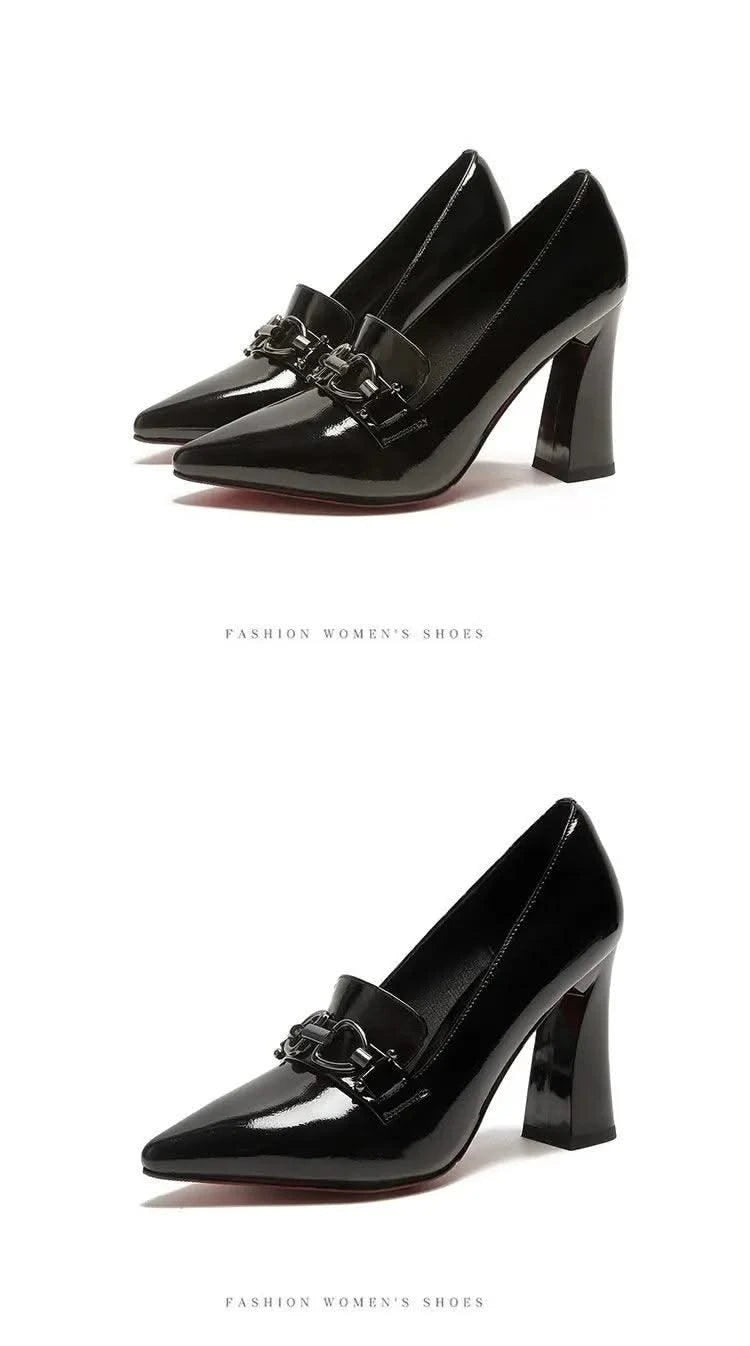 Waterproof Shallow Patent Leather Platform High Heels Shoes | Large Size | High Quality Women's Fashion Shoes 2025 New