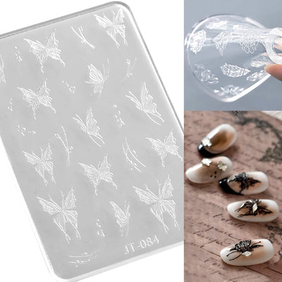 Geometric Bowknot Grid Lace Flora Edge Nail Art Silicone Carving Mold Mould Star Daisy Flower Charms Bow Tie Snowflake Template