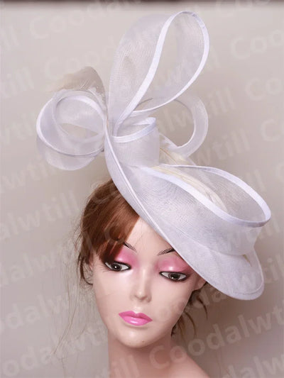 Royal Ascot Red Hair Fascinator Veils Hat Women Church Wedding Fascinaors Hat Headband Feather Derby Headpiece Ladies Chapeau