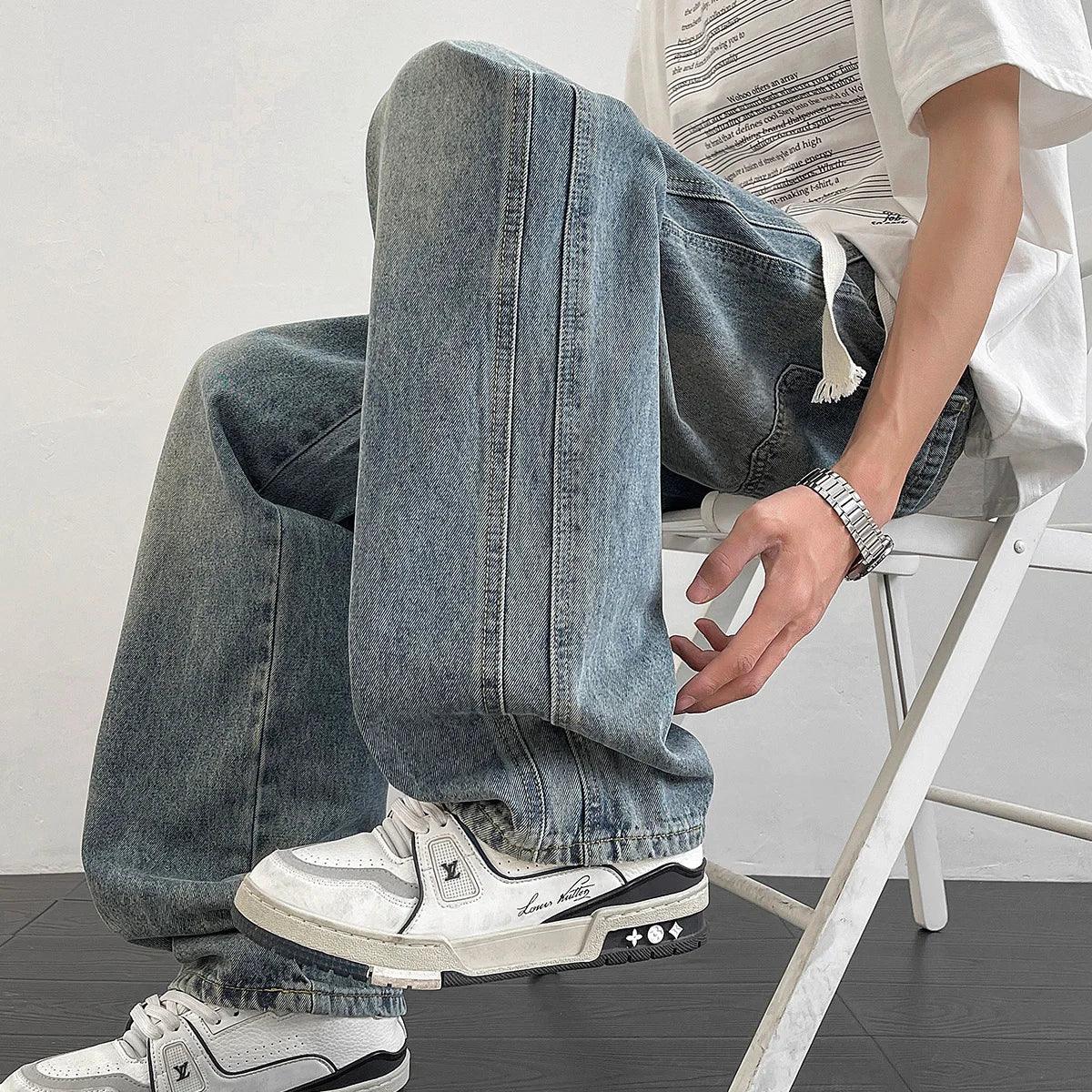 Men's denim pants American retro straight leg jeans loose and breathable suitable for daily casual street men's essential items