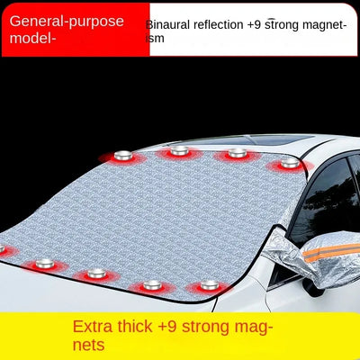 Winter car windshield snow cover, ice and frost outdoor protection snow cover, snow shield